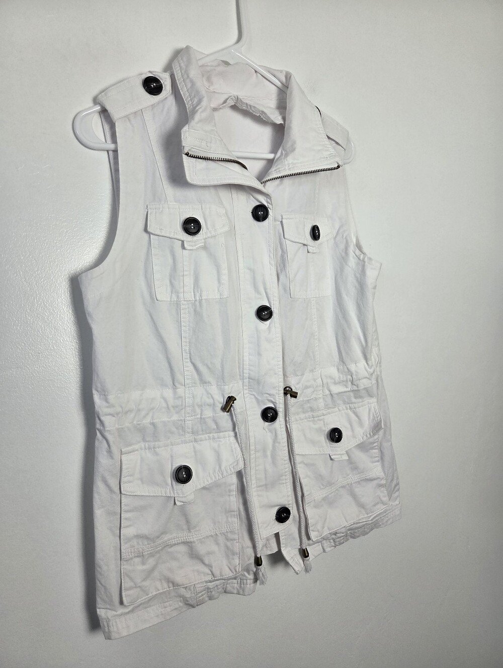 100% Cotton White Utility Vest Lightweight Gorpcore Hiking Outdoor Medium
